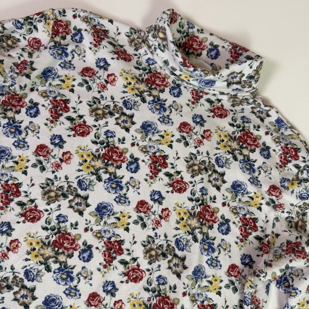 Vintage 90s Ditsy Floral Turtleneck Women's XL Retro Layering Bobbie Brooks